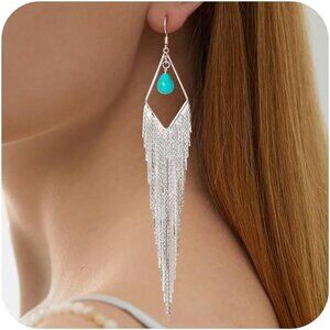 Classic Turquoise Earrings | Natural Stone Dangle Studs